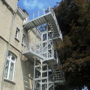 Rectangular stair layout Rectangular stair layout for emergency exit of an old building.